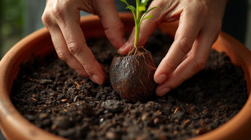 Plantar hueso de aguacate