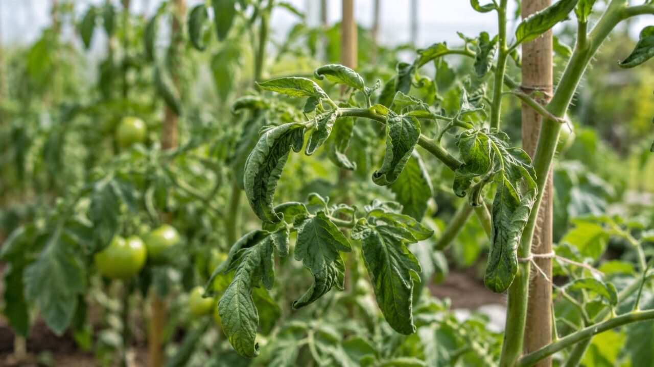 hojas enrolladas tomateras